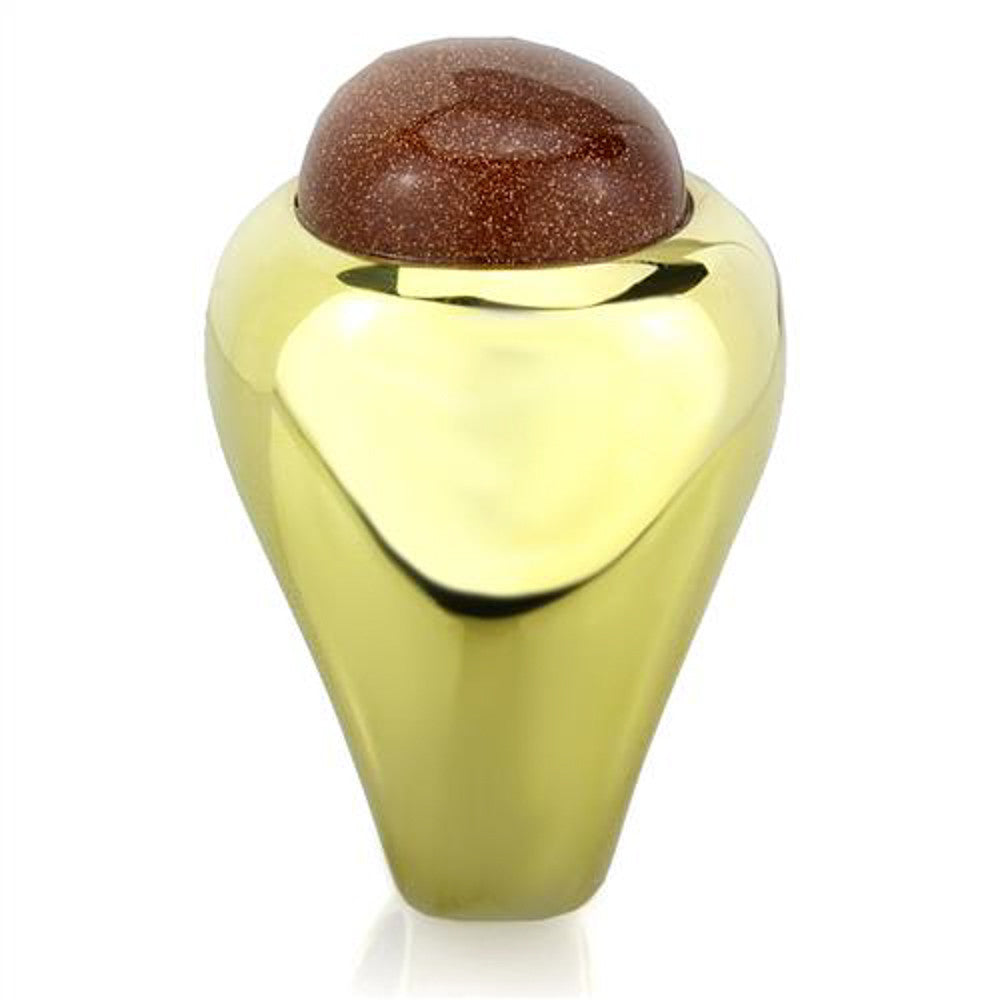 ARTK1781 Stainless Steel 14k Gold IP Synthetic Twinkling Cocktail Fashion Ring Size 5-10